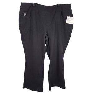 Quacker Factory Short DreamJeannes Flat Waistband Bootcut Jeans Black 2X Short